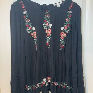 American eagle Embroidered Black Blouse